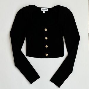 Express Edition Black Crop Top w/ Gold Buttons (M)